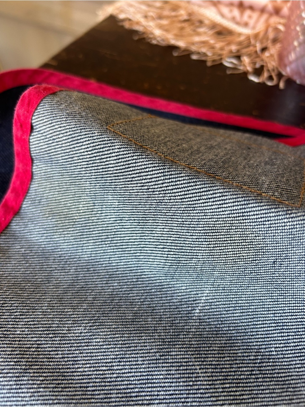 Levi's Navy Denim Placemats with Red Trim and Tan Leather Patches - Picture 6 of 6